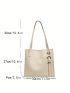 Beige Shoulder Tote Bag Minimalist Eyelet Detail Magnet PU