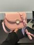 Mini Saddle Bag Pink Twilly Scarf Decor Adjustable-strap