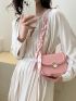 Mini Saddle Bag Pink Twilly Scarf Decor Adjustable-strap