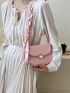 Mini Saddle Bag Pink Twilly Scarf Decor Adjustable-strap