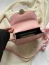 Mini Saddle Bag Pink Twilly Scarf Decor Adjustable-strap