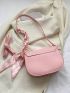 Mini Saddle Bag Pink Twilly Scarf Decor Adjustable-strap