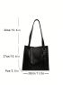 Beige Shoulder Tote Bag Minimalist Eyelet Detail Magnet PU