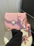 Mini Saddle Bag Pink Twilly Scarf Decor Adjustable-strap