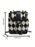 Geometric Pattern Flap Backpack Medium Twist Lock