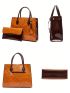 Fashion Top Handle Bag With Square Bag Crocodile Embossed PU