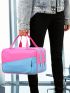 Two Tone Travel Bag With Zipper Fashion Double Handle