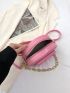 PU Circle Bag Chain Decor Adjustable Strap