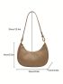 PU Hobo Bag Litchi Embossed Adjustable Strap