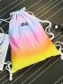 Ombre Drawstring Backpack Large Capacity Preppy