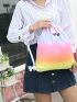 Ombre Drawstring Backpack Large Capacity Preppy