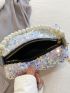 Sequin Decor Chain Crossbody Bag, Faux Pearl Strap Prom Purse, Women's Glitter Handbag For Wedding Party, Clear Bag