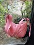 Minimalist Hobo Bag Medium Zipper Pink