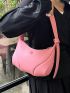 Minimalist Hobo Bag Medium Zipper Pink