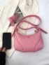 Minimalist Hobo Bag Medium Zipper Pink