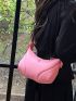 Minimalist Hobo Bag Medium Zipper Pink