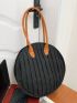 Medium Tote Bag Two Tone Double Handle Circle Bag