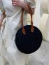 Medium Tote Bag Two Tone Double Handle Circle Bag