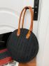 Medium Tote Bag Two Tone Double Handle Circle Bag