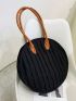 Medium Tote Bag Two Tone Double Handle Circle Bag