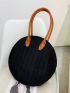 Medium Tote Bag Two Tone Double Handle Circle Bag