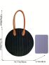 Medium Tote Bag Two Tone Double Handle Circle Bag