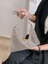 Rhinestone Decor Hobo Bag Knot Design Strap, Clear Bag