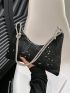 Rhinestone Decor Hobo Bag Knot Design Strap, Clear Bag