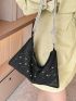 Rhinestone Decor Hobo Bag Knot Design Strap, Clear Bag