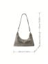 Rhinestone Decor Hobo Bag Knot Design Strap, Clear Bag