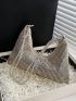 Rhinestone Decor Hobo Bag Knot Design Strap, Clear Bag