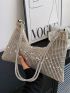 Rhinestone Decor Hobo Bag Knot Design Strap, Clear Bag