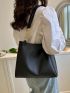 Stitch Detail Shoulder Bag PU Black Without Bag Charm