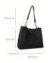 Stitch Detail Shoulder Bag PU Black Without Bag Charm