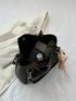 Stitch Detail Shoulder Bag PU Black Without Bag Charm