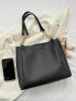 Stitch Detail Shoulder Bag PU Black Without Bag Charm