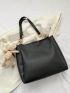 Stitch Detail Shoulder Bag PU Black Without Bag Charm