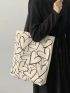 Heart Pattern Shopper Bag Double Handle Casual Style