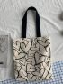 Heart Pattern Shopper Bag Double Handle Casual Style