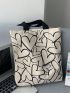 Heart Pattern Shopper Bag Double Handle Casual Style