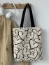 Heart Pattern Shopper Bag Double Handle Casual Style