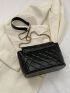 Small Flap Square Bag Quilted Pattern Metal Decor