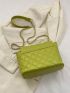 Small Flap Square Bag Quilted Pattern Metal Decor