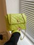 Small Flap Square Bag Quilted Pattern Metal Decor