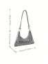 Rhinestone Decor Hobo Bag Knot Design Strap, Clear Bag