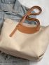 Khaki Shoulder Tote Bag Large Capacity For Work