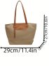 Khaki Shoulder Tote Bag Large Capacity For Work