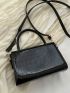 Mini Square Bag Crocodile Embossed Top Handle Flap