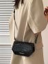 Mini Flap Square Bag Crocodile Embossed Letter Graphic