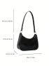 Mini Hobo Bag Crocodile Embossed Minimalist Black